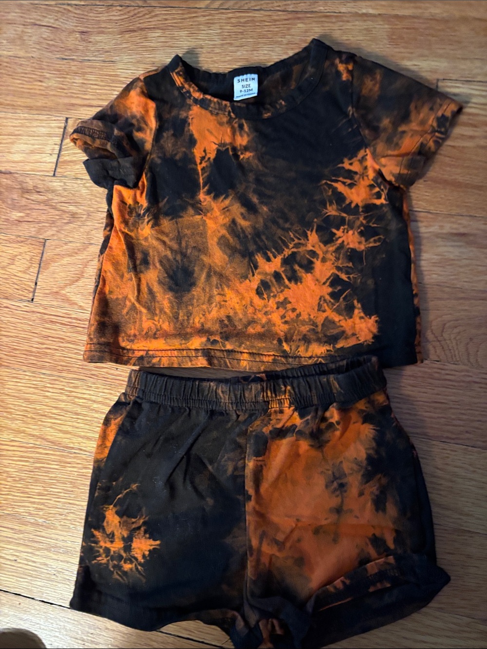 Tie-Dye Two-Piece Set in Black & Orange